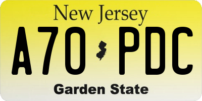 NJ license plate A70PDC
