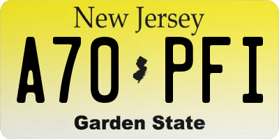 NJ license plate A70PFI