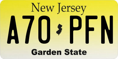 NJ license plate A70PFN