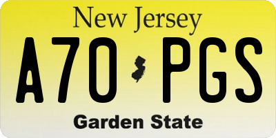 NJ license plate A70PGS