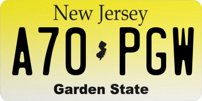 NJ license plate A70PGW