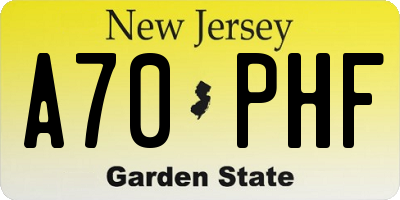 NJ license plate A70PHF