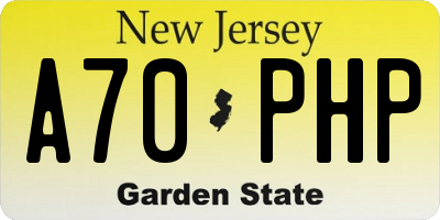 NJ license plate A70PHP