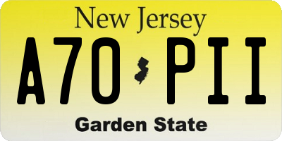 NJ license plate A70PII
