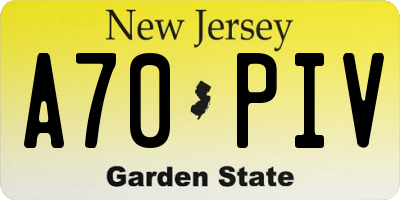 NJ license plate A70PIV