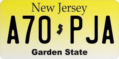 NJ license plate A70PJA