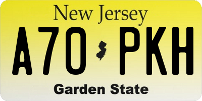 NJ license plate A70PKH