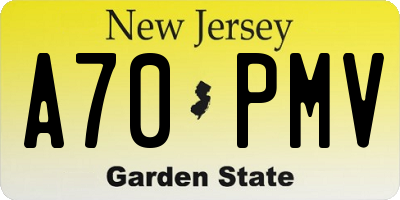 NJ license plate A70PMV