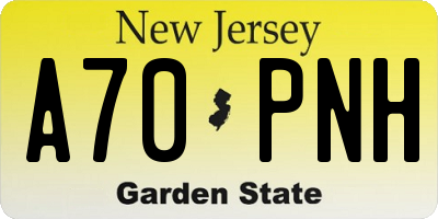 NJ license plate A70PNH