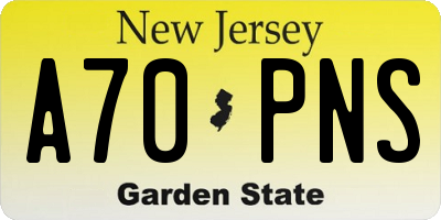NJ license plate A70PNS