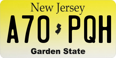 NJ license plate A70PQH