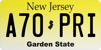 NJ license plate A70PRI