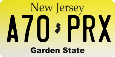 NJ license plate A70PRX