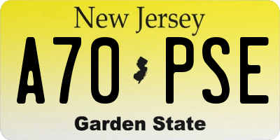 NJ license plate A70PSE