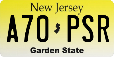 NJ license plate A70PSR