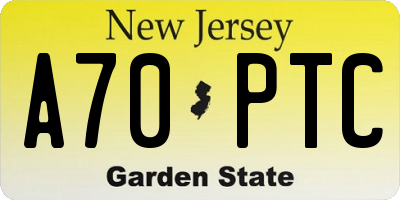 NJ license plate A70PTC