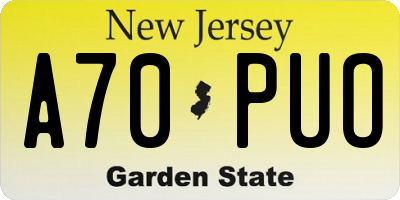 NJ license plate A70PUO