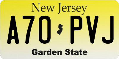 NJ license plate A70PVJ