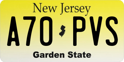 NJ license plate A70PVS
