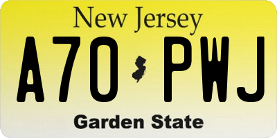 NJ license plate A70PWJ