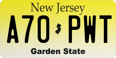 NJ license plate A70PWT