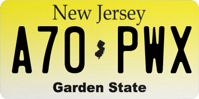 NJ license plate A70PWX