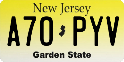 NJ license plate A70PYV