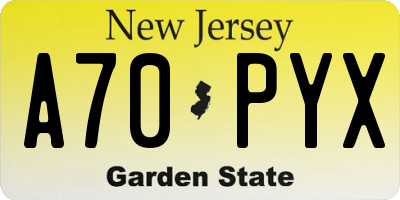 NJ license plate A70PYX