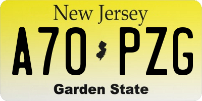 NJ license plate A70PZG