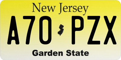 NJ license plate A70PZX