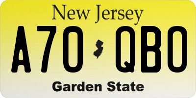 NJ license plate A70QBO