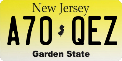 NJ license plate A70QEZ