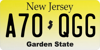 NJ license plate A70QGG