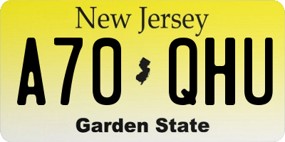 NJ license plate A70QHU