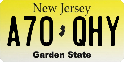 NJ license plate A70QHY