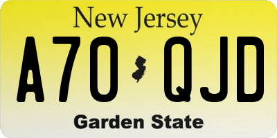 NJ license plate A70QJD