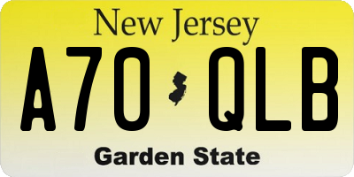 NJ license plate A70QLB