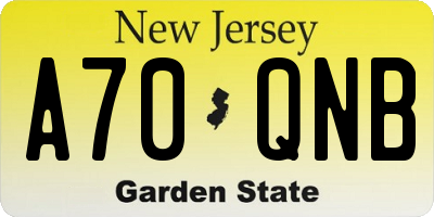 NJ license plate A70QNB
