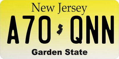 NJ license plate A70QNN