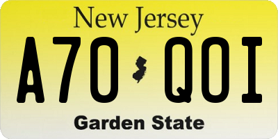NJ license plate A70QOI