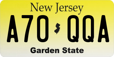 NJ license plate A70QQA