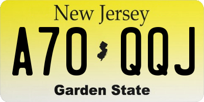 NJ license plate A70QQJ