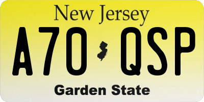 NJ license plate A70QSP