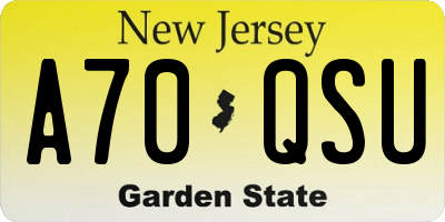 NJ license plate A70QSU