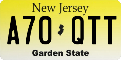 NJ license plate A70QTT