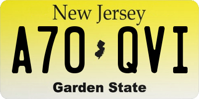 NJ license plate A70QVI