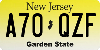 NJ license plate A70QZF