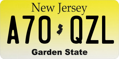 NJ license plate A70QZL