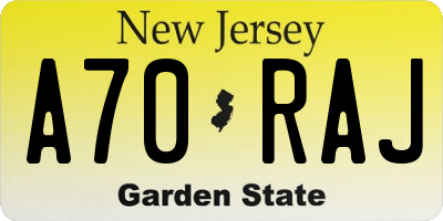 NJ license plate A70RAJ