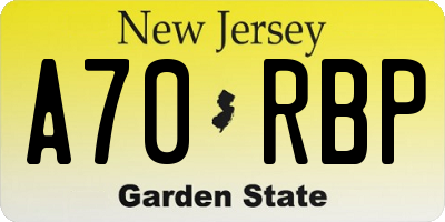 NJ license plate A70RBP